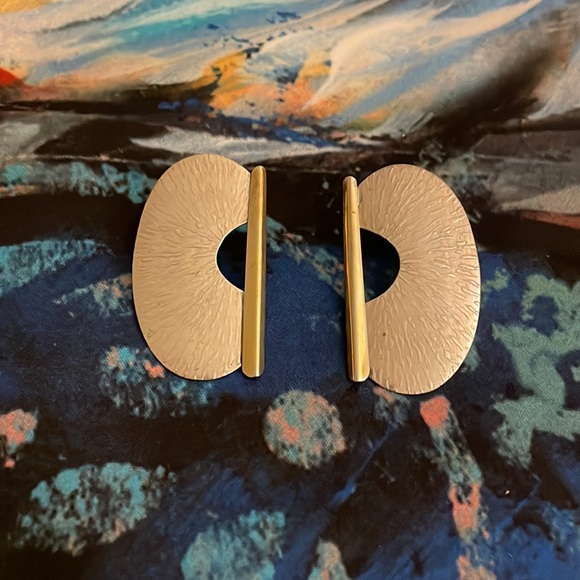 Lonna Keller Sterling Silver w/Gold Brass Post Earrings - Picture 5 of 8